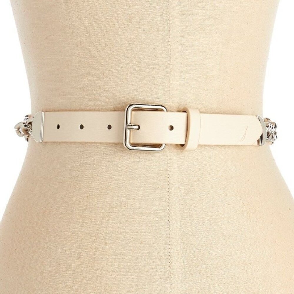 Nautica Women's Accessories Chain Accent Belt Camel Size Large New